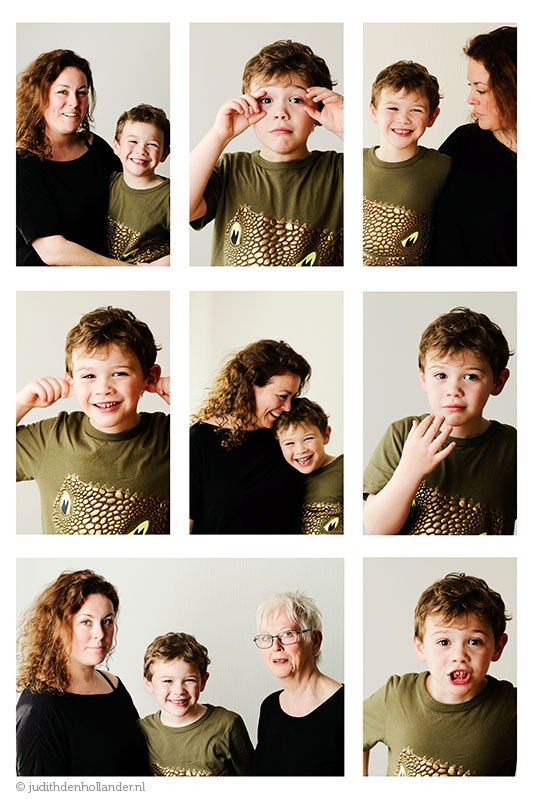 Familieportret | Fotocompilatie | Moeder met zoon en oma | Fotograaf Haarlem, Maastricht, Hasselt (Judith den Hollander).